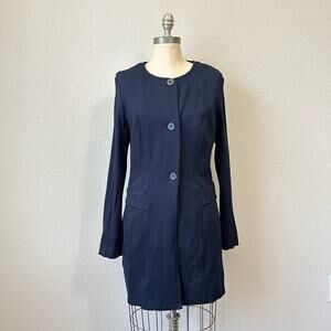 CABI Lido Coat Jacket Navy Blue Knit Overcoat Office Preppy Business